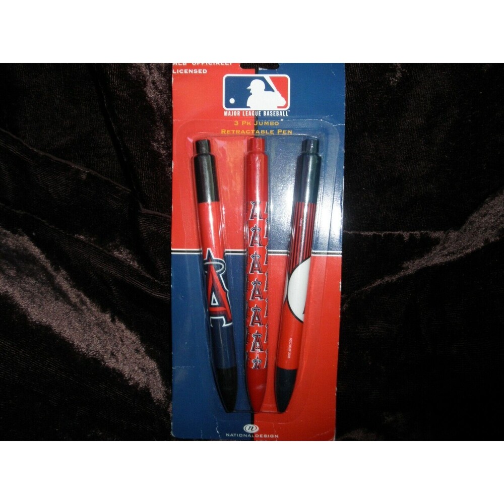 NEW MAJOR LEAGUE BASEBALL (MLB) LOS ANGELES ANGELS 3 PACK JUMBO RETRACTABLE PENS